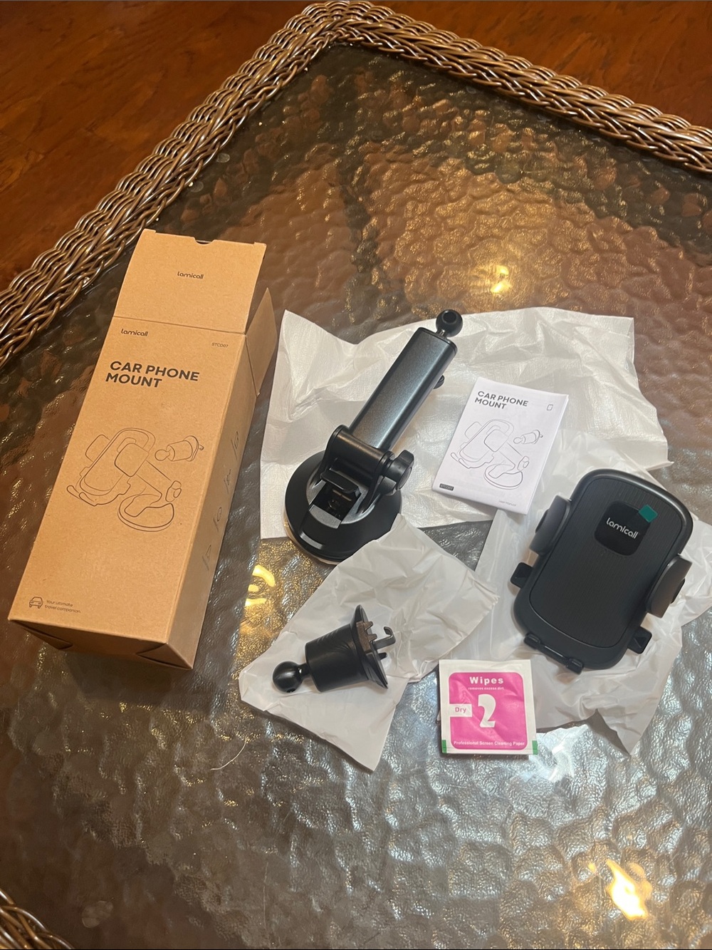 Lamicall Black Car Phone Mount - Adjustable Grip